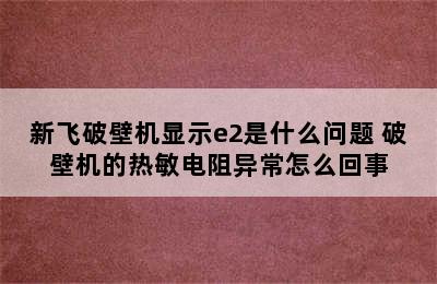 新飞破壁机显示e2是什么问题 破壁机的热敏电阻异常怎么回事